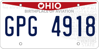 OH license plate GPG4918