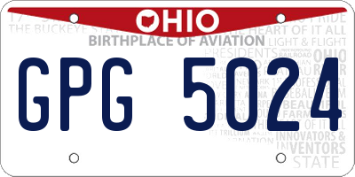 OH license plate GPG5024