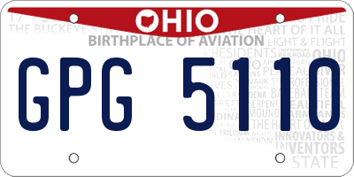 OH license plate GPG5110