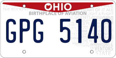 OH license plate GPG5140