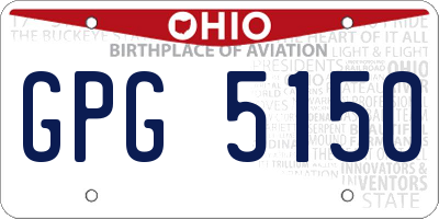 OH license plate GPG5150
