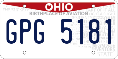 OH license plate GPG5181
