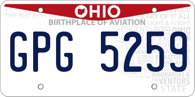 OH license plate GPG5259