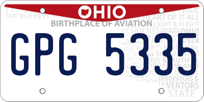 OH license plate GPG5335