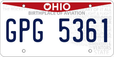 OH license plate GPG5361