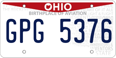 OH license plate GPG5376