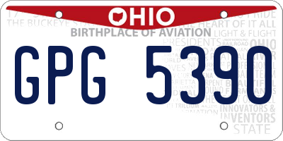 OH license plate GPG5390