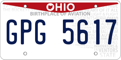 OH license plate GPG5617
