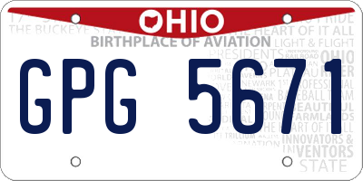 OH license plate GPG5671