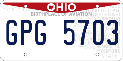 OH license plate GPG5703