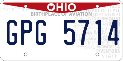 OH license plate GPG5714