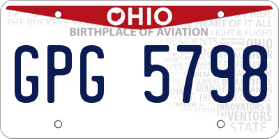 OH license plate GPG5798