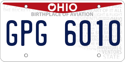 OH license plate GPG6010