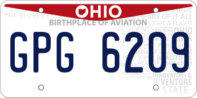 OH license plate GPG6209