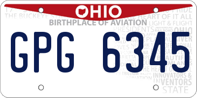 OH license plate GPG6345