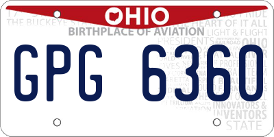 OH license plate GPG6360