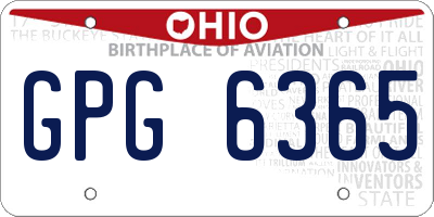 OH license plate GPG6365
