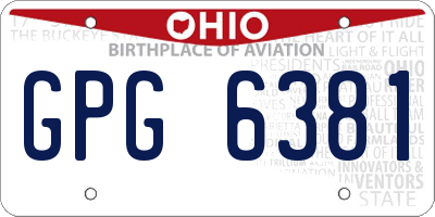 OH license plate GPG6381