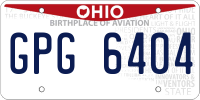 OH license plate GPG6404