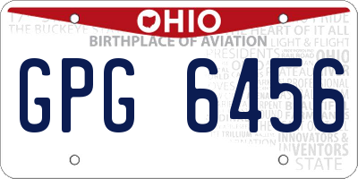 OH license plate GPG6456