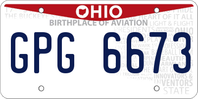 OH license plate GPG6673