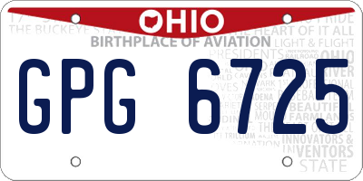 OH license plate GPG6725