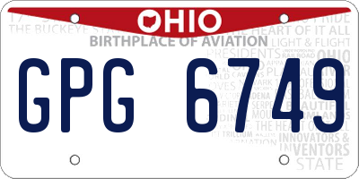 OH license plate GPG6749