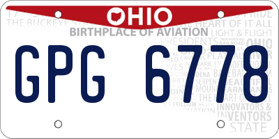OH license plate GPG6778