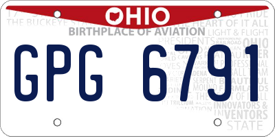 OH license plate GPG6791