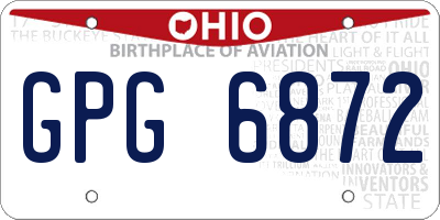 OH license plate GPG6872