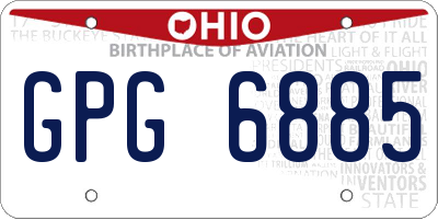 OH license plate GPG6885