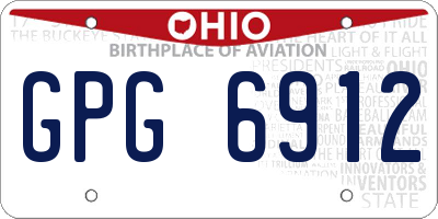 OH license plate GPG6912