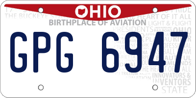 OH license plate GPG6947