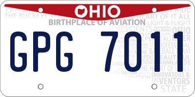 OH license plate GPG7011