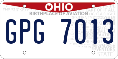 OH license plate GPG7013