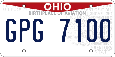 OH license plate GPG7100