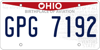 OH license plate GPG7192