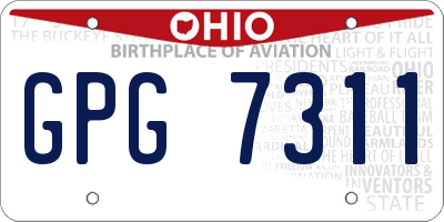 OH license plate GPG7311