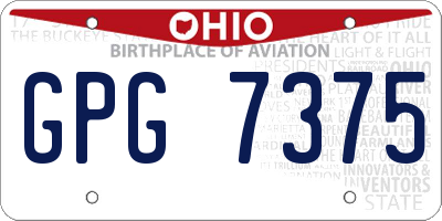 OH license plate GPG7375