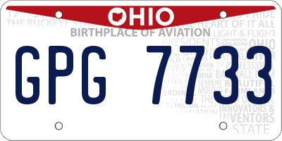 OH license plate GPG7733