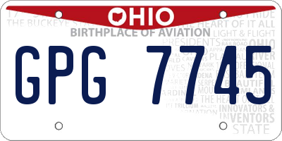 OH license plate GPG7745