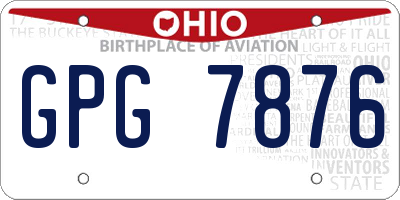OH license plate GPG7876