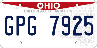 OH license plate GPG7925