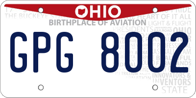 OH license plate GPG8002