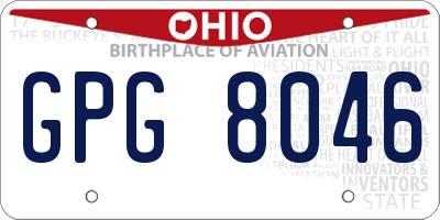 OH license plate GPG8046
