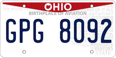 OH license plate GPG8092