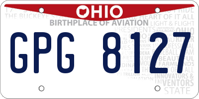 OH license plate GPG8127