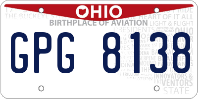 OH license plate GPG8138