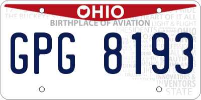 OH license plate GPG8193