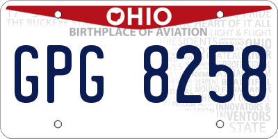 OH license plate GPG8258